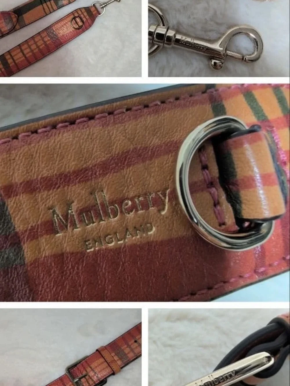 Mulberry Tan and Black Plaid Leather Tote